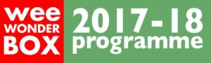 weeWONDERBOX logo + 2017-18 programme text on red and green background