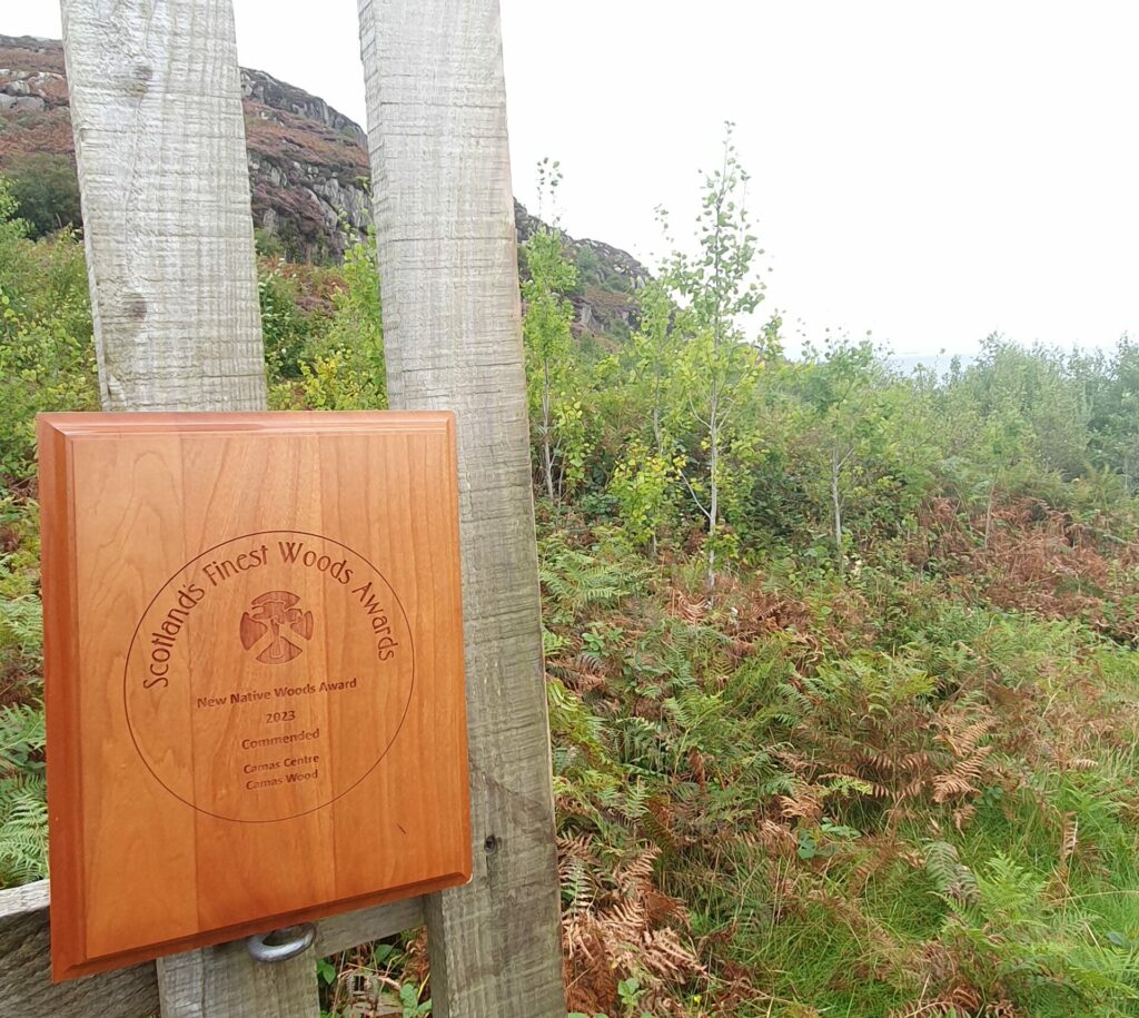 Camas has received a Commended plaque for our entry in the "new native woods" category in Scotland's Finest Woodland Awards this year.