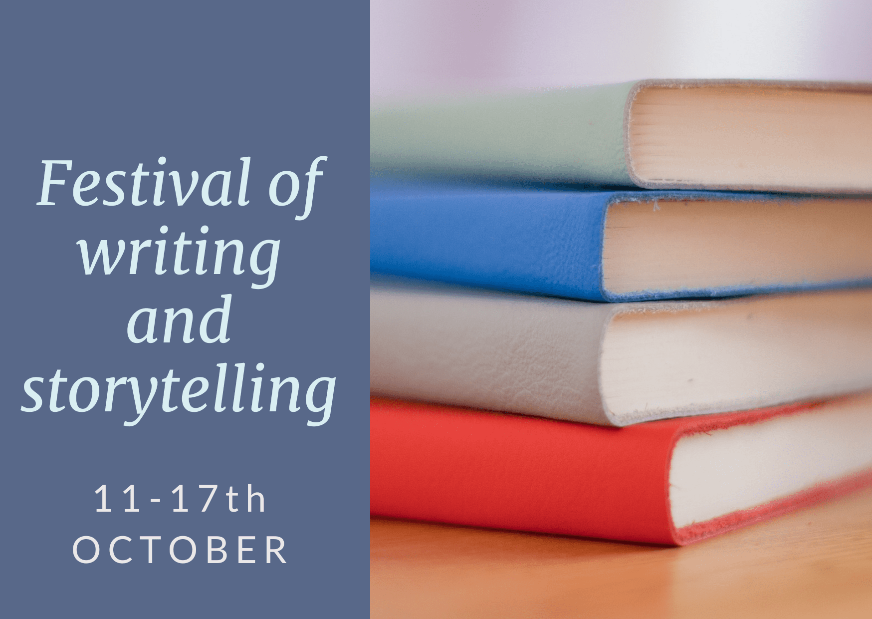 Stack of notebooks for Festival of writing and storytelling