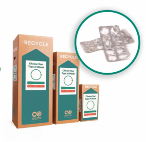 Recycling boxes and empty blister packs