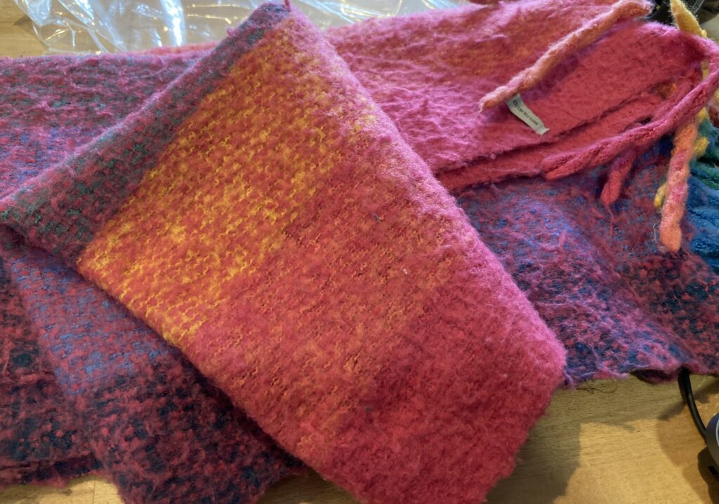 A pink, purple and orange scarf