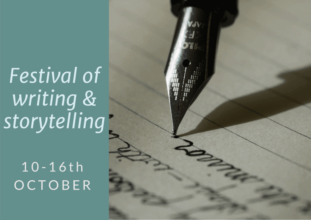 A fountain pen writing. Festival of writing and storytelling.