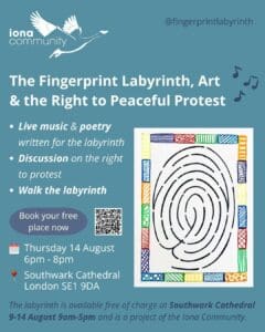 Details of the Fingerprint Labyrinth at Southwark Cathedral on Thursday 14th August from 6 - 8pm